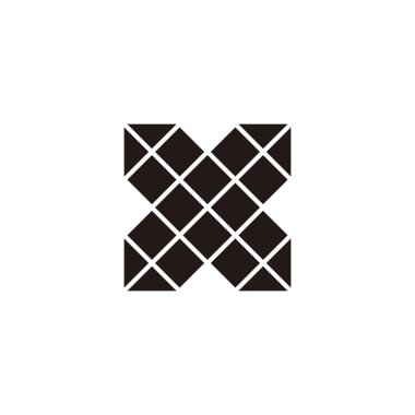X harfi pencere geometrik sembolü basit logo vektörü