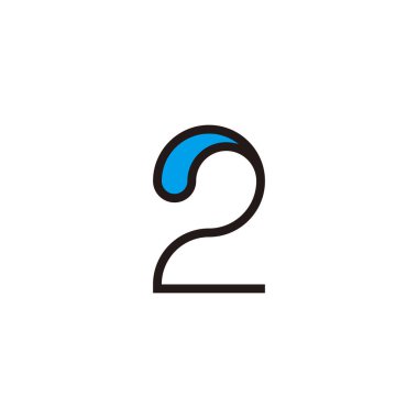 2 numara sıçrama, su hattı, geometrik sembol basit logo vektörü