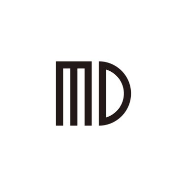 m ve D harfi, geometrik sembolün ana hatları basit logo vektörü