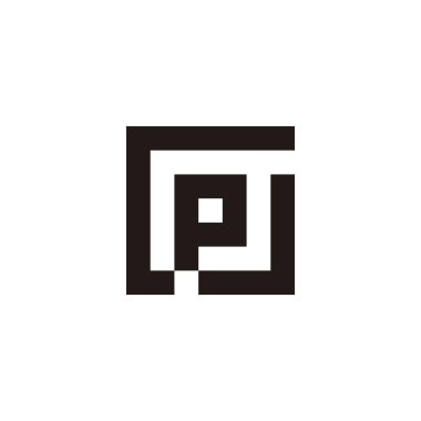 G harfi ve p kare geometrik sembol basit logo vektörü