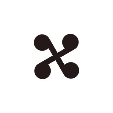 X harfi geometrik sembolü basit logo vektörüyle noktalar