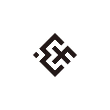 E ve F harfleri kare, ok geometrik sembolü basit logo vektörü