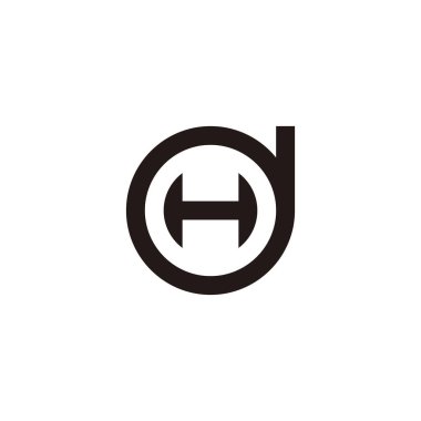 Letter H in d, circle geometric symbol simple logo vector