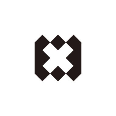 E harfi numara 3, harf x kare geometrik sembol basit logo vektörü