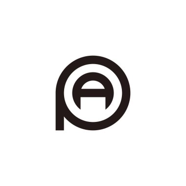 P harfinde A harfi, daire geometrik sembol basit logo vektörü