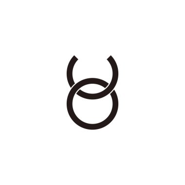 U ve O harfleri geometrik semboller basit logo vektörü