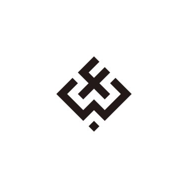 W harfi ve f kare geometrik sembol basit logo vektörü