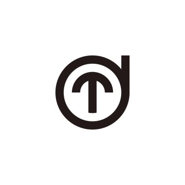 D 'deki T harfi, daire geometrik sembol basit logo vektörü