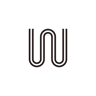 W harfi, eğri geometrik sembol basit logo vektörü