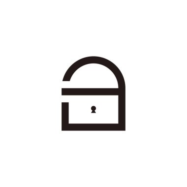 3 numaralı asma kilit geometrik sembol basit logo vektörü