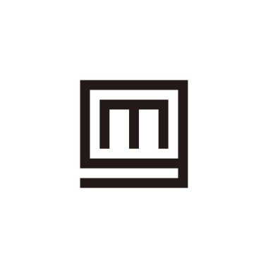 Letter m in g, square geometric symbol simple logo vector
