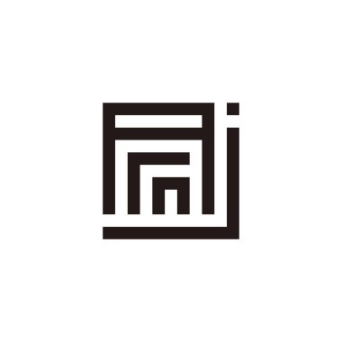 n, r, A ve j kare geometrik sembolleri basit logo vektörü