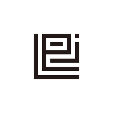 L harfi, j ve e kare geometrik sembol basit logo vektörü