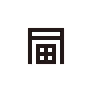 Harf A pencere, kare geometrik sembol basit logo vektörü