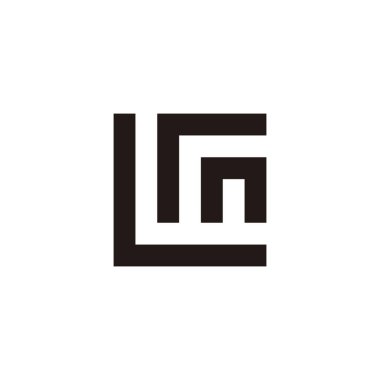 L harfi, r ve n kare geometrik sembol basit logo vektörü