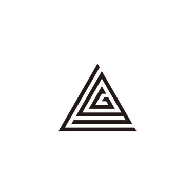 L harfi, G ve g üçgeni geometrik sembol basit logo vektörü