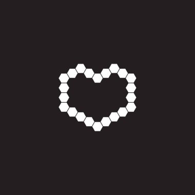 Kalp, altıgenler geometrik sembol basit logo vektörü