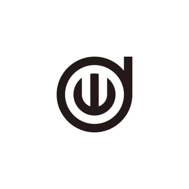Letter w in d, circle geometric symbol simple logo vector