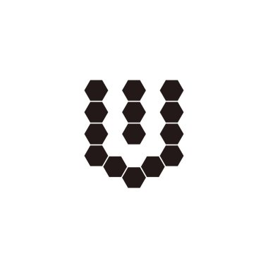 U harfi ve w altıgenler geometrik sembol basit logo vektörü