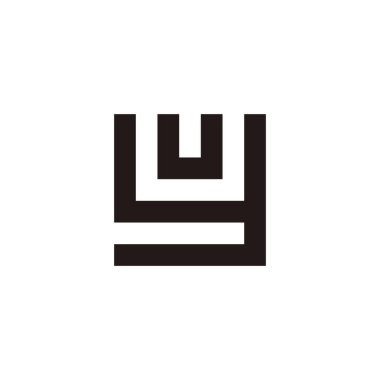 U ve y kare geometrik sembolü basit logo vektörü