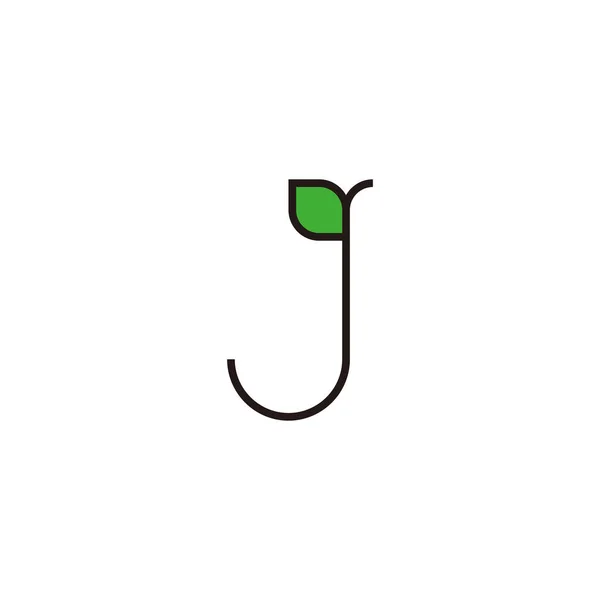 手紙J植物 葉の幾何学的なシンボルシンプルなロゴベクトル — ストックベクタ