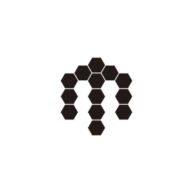 M harfi teknolojisi, altıgen geometrik sembol basit logo vektörü