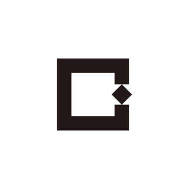 C harfi mücevher, kare geometrik sembol basit logo vektörü