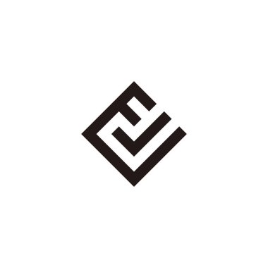 Letter E and J square geometric symbol simple logo vector