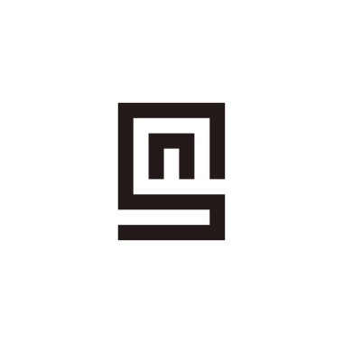 S harfinde n harfi, geometrik sembol oluşturma basit logo vektörü