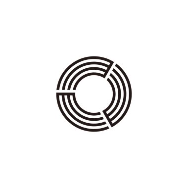 O harfi teknolojisi, daire çizgili geometrik sembol basit logo vektörü