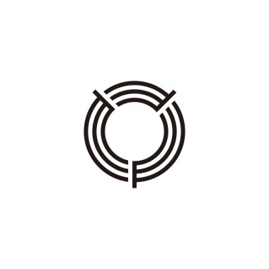 Y harfi O dairesi, yuvarlak çizgiler geometrik sembol basit logo vektörü