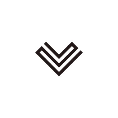 V harfi numara 2 şekil geometrik sembol basit logo vektörü