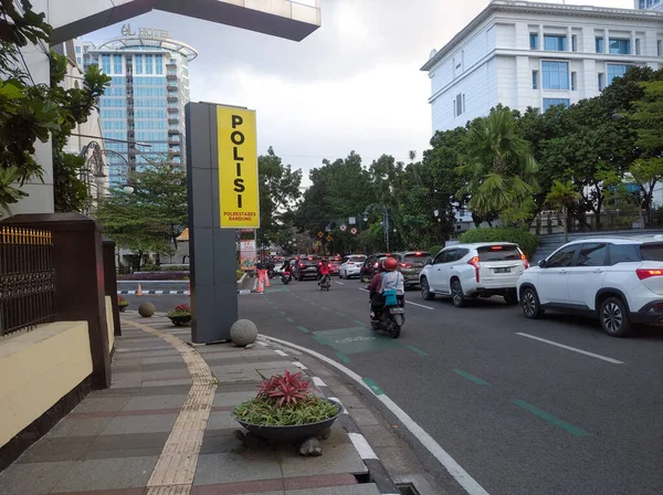 Bandung Indonesia July 2022 Nameplate Police Station Merdeka Street — Φωτογραφία Αρχείου