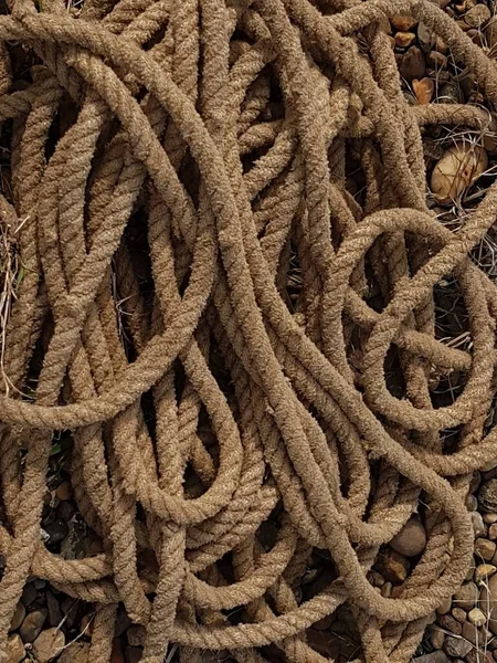 Abstrakter Hintergrund Der Braunen Seilrolle Auf Dem Boden — Stockfoto