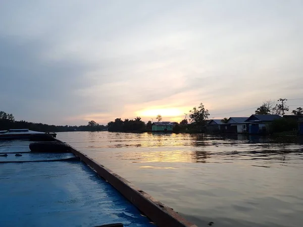Orange Sunset Barito River Kahayan Mahakam — Foto Stock