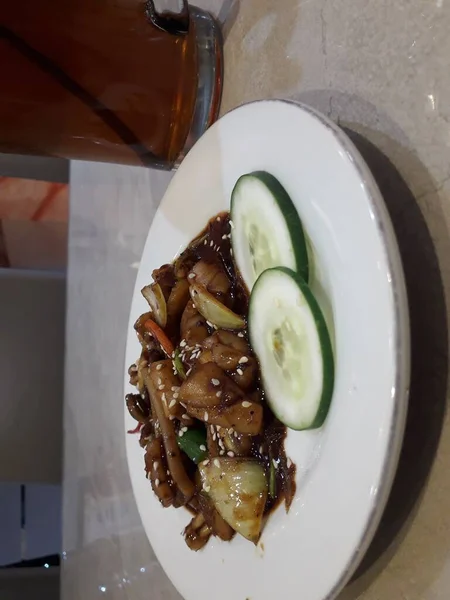 Squid Chinese Stir Fried Squid Black Pepper Garlic Soy Sauce — 스톡 사진