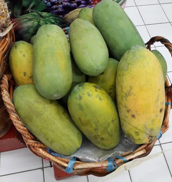 Heap Mature Papaya Yellow Green Papaya — Stock fotografie