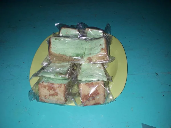 Sponge Cake Matcha Honey Plate Matcha Castella Cake Japanese Sponge — Φωτογραφία Αρχείου