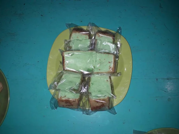 Sponge Cake Matcha Honey Plate Matcha Castella Cake Japanese Sponge — Φωτογραφία Αρχείου