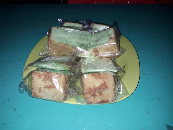 Sponge Cake Matcha Honey Plate Matcha Castella Cake Japanese Sponge — Φωτογραφία Αρχείου