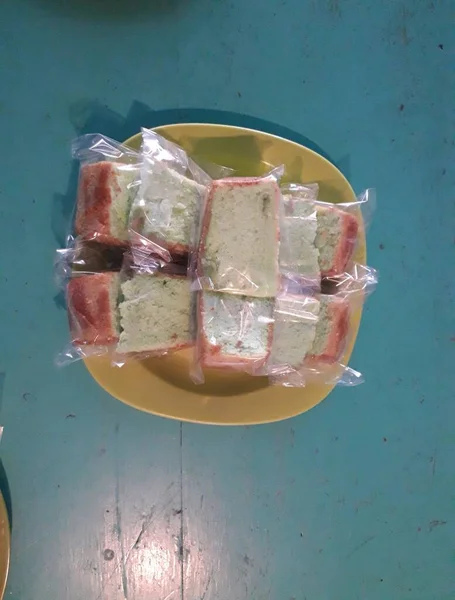 Kue Spons Dengan Matcha Dan Madu Piring Matcha Castella Kue — Stok Foto