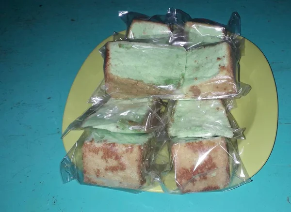 Sponge Cake Matcha Honey Plate Matcha Castella Cake Japanese Sponge — Stok Foto