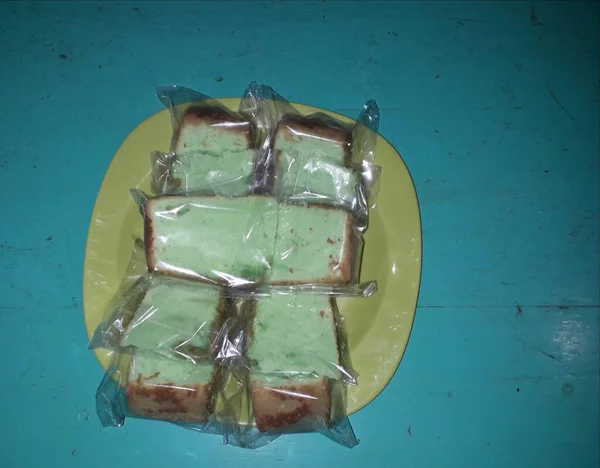 Sponge Cake Matcha Honey Plate Matcha Castella Cake Japanese Sponge — Φωτογραφία Αρχείου