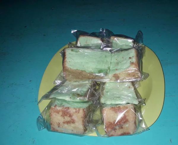 Sponge Cake Matcha Honey Plate Matcha Castella Cake Japanese Sponge — Zdjęcie stockowe