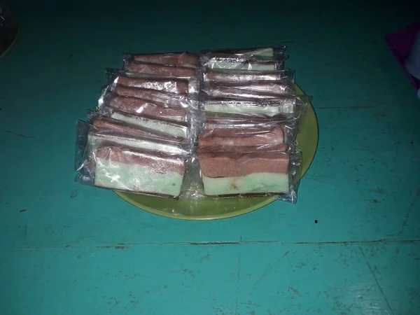 Kue Spons Dengan Matcha Dan Madu Piring Matcha Castella Kue — Stok Foto