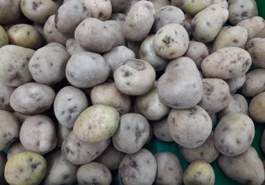 Patates. Masaüstünde bir fotoğraf. arka plan resmi. Hasta patates. Lezzetli vejetaryen yemekleri.