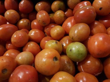 Lezzetli kırmızı domates. Yaz tepsi Pazar tarım çiftlik tam organik sebze arka plan olarak kullanılabilir. (seçici odak)