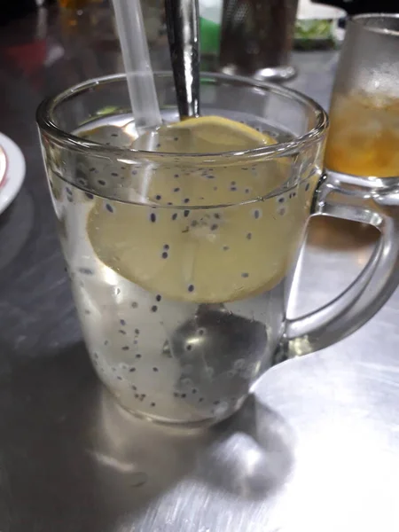 Aloe Vera Dan Kapur Koktail Dengan Mint Dan Batu Minuman — Stok Foto