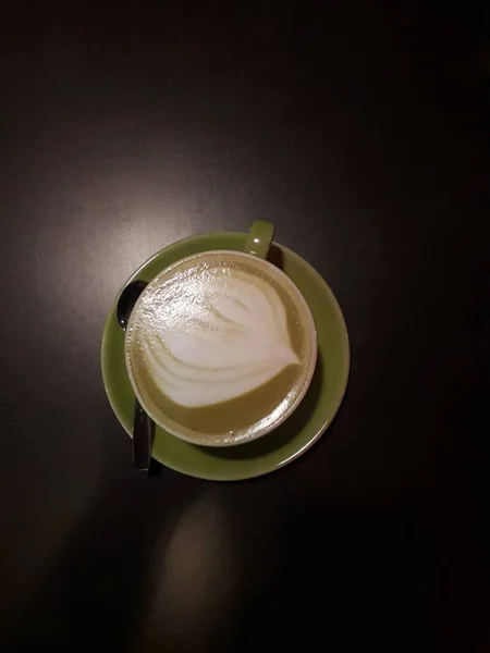 Latte Art Hot Latte Coffee Aroma Coffee Cup Coffee Beans — ストック写真