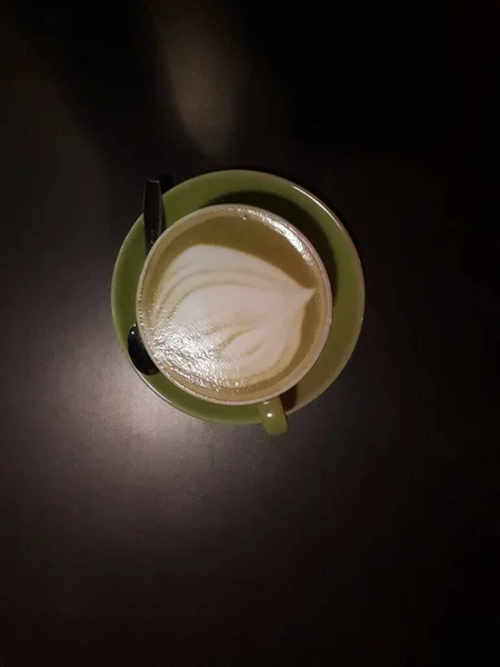Latte Art Hot Latte Coffee Aroma Coffee Cup Coffee Beans —  Fotos de Stock